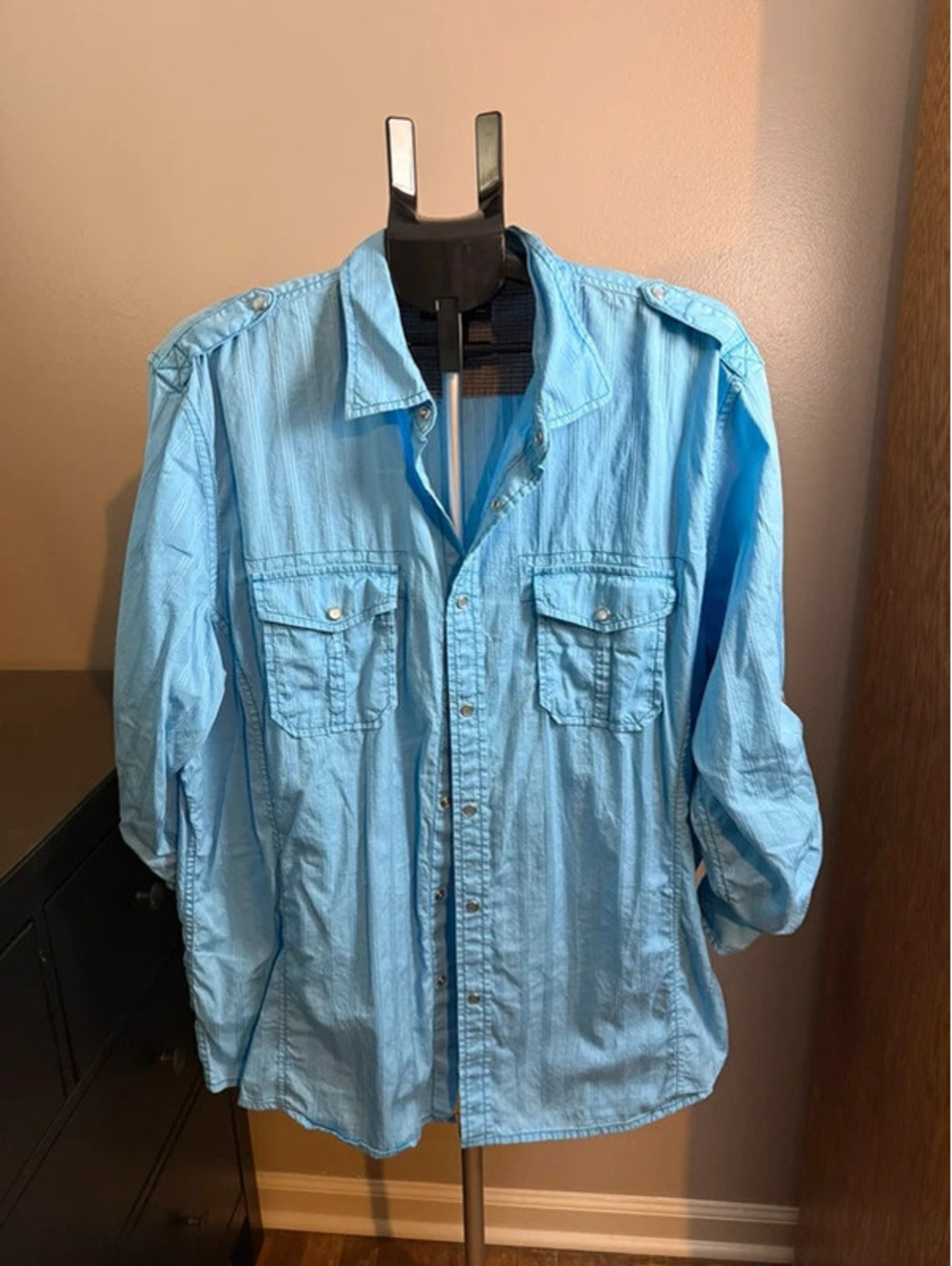 INC International Concepts Men’s XXL Light Blue Utility Shirt 100% Cotton NWOT